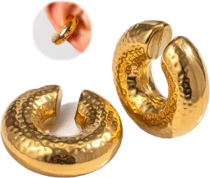 Chunky Ear Cuffs for Women Non Piercing Cartilage Earring Gold Oversized Fake Ear Cuffs for Women Large Ear Cuff Earrings for Women