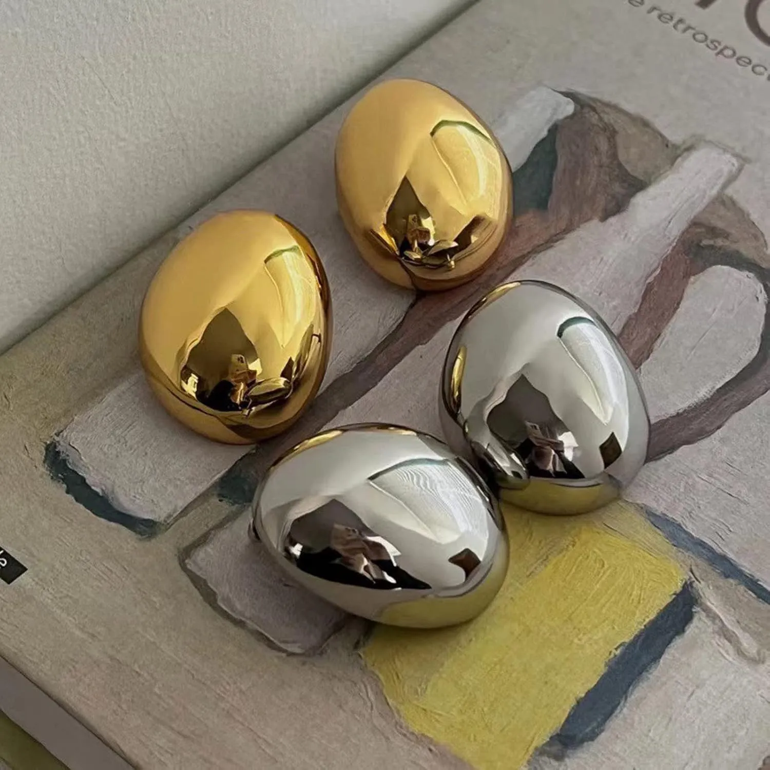 Chunky Gold Hoop Earrings for Women, Lightweight Waterdrop Hollow Open Hoops Tear Drop Silver Gold Trending Oversized Statement Style Earrings Hypoallergenic Gold Plated Earrings Fashion Jewelry for Women