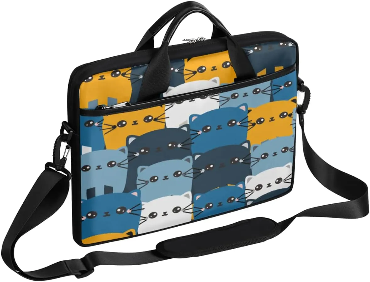 Colorful Hand Drawn Boho Laptop Shoulder Messenger Bag Waterproof Laptop Briefcase with Handle and Padded Strap Case Sleeve