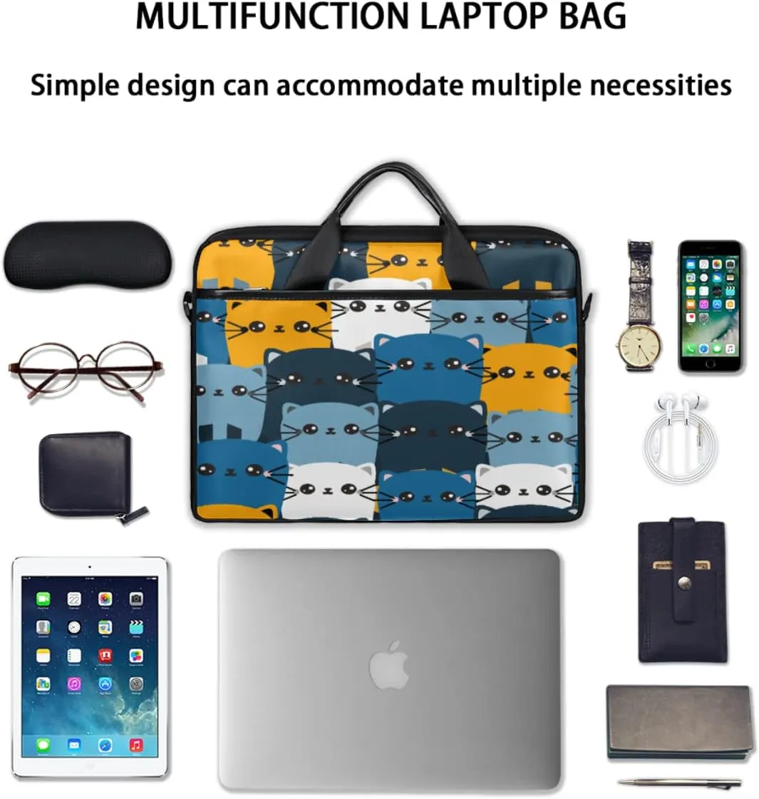 Colorful Hand Drawn Boho Laptop Shoulder Messenger Bag Waterproof Laptop Briefcase with Handle and Padded Strap Case Sleeve