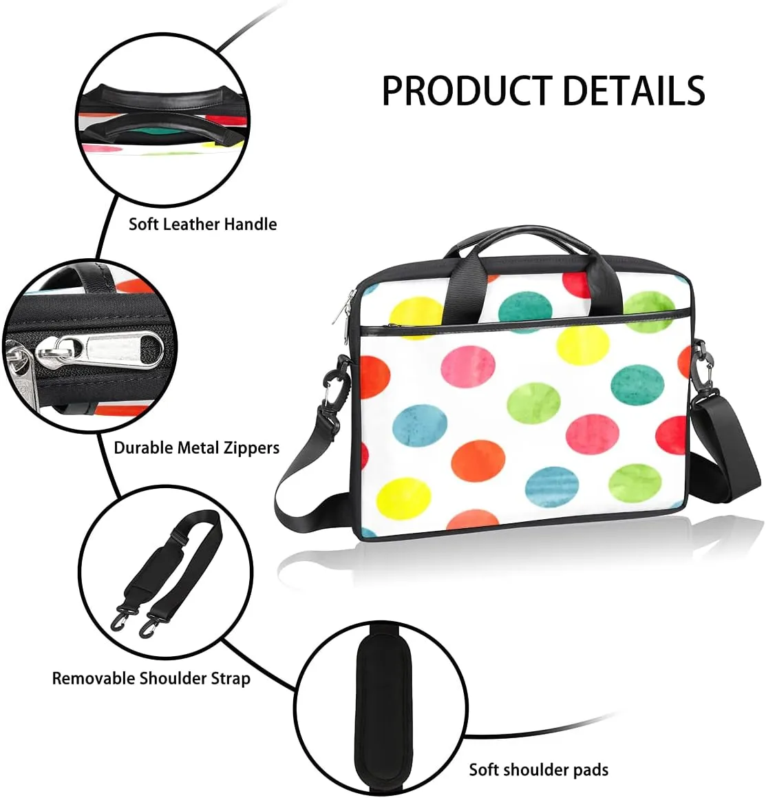 Colorful Pineapple Laptop Shoulder Messenger Bag Waterproof Laptop Briefcase with Handle and Padded Strap Case Sleeve