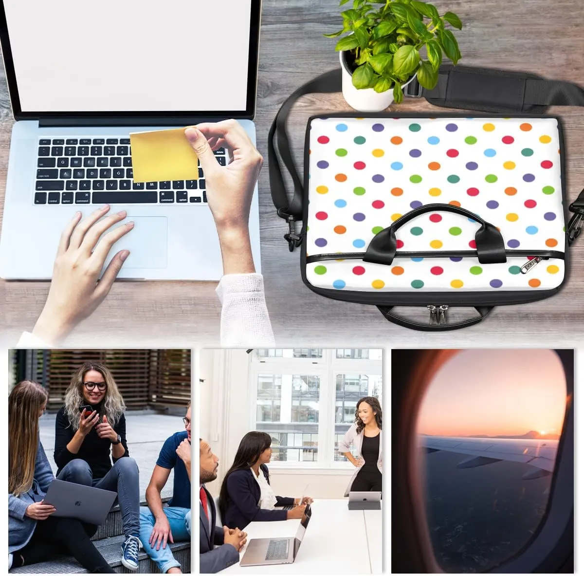 Colorful Pineapple Laptop Shoulder Messenger Bag Waterproof Laptop Briefcase with Handle and Padded Strap Case Sleeve