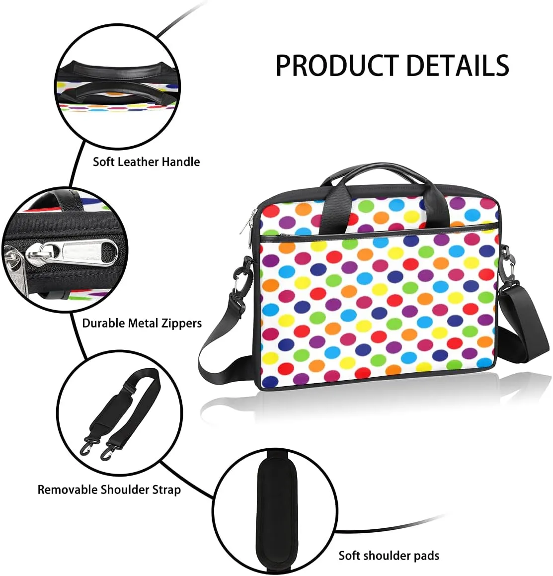 Colorful Pineapple Laptop Shoulder Messenger Bag Waterproof Laptop Briefcase with Handle and Padded Strap Case Sleeve