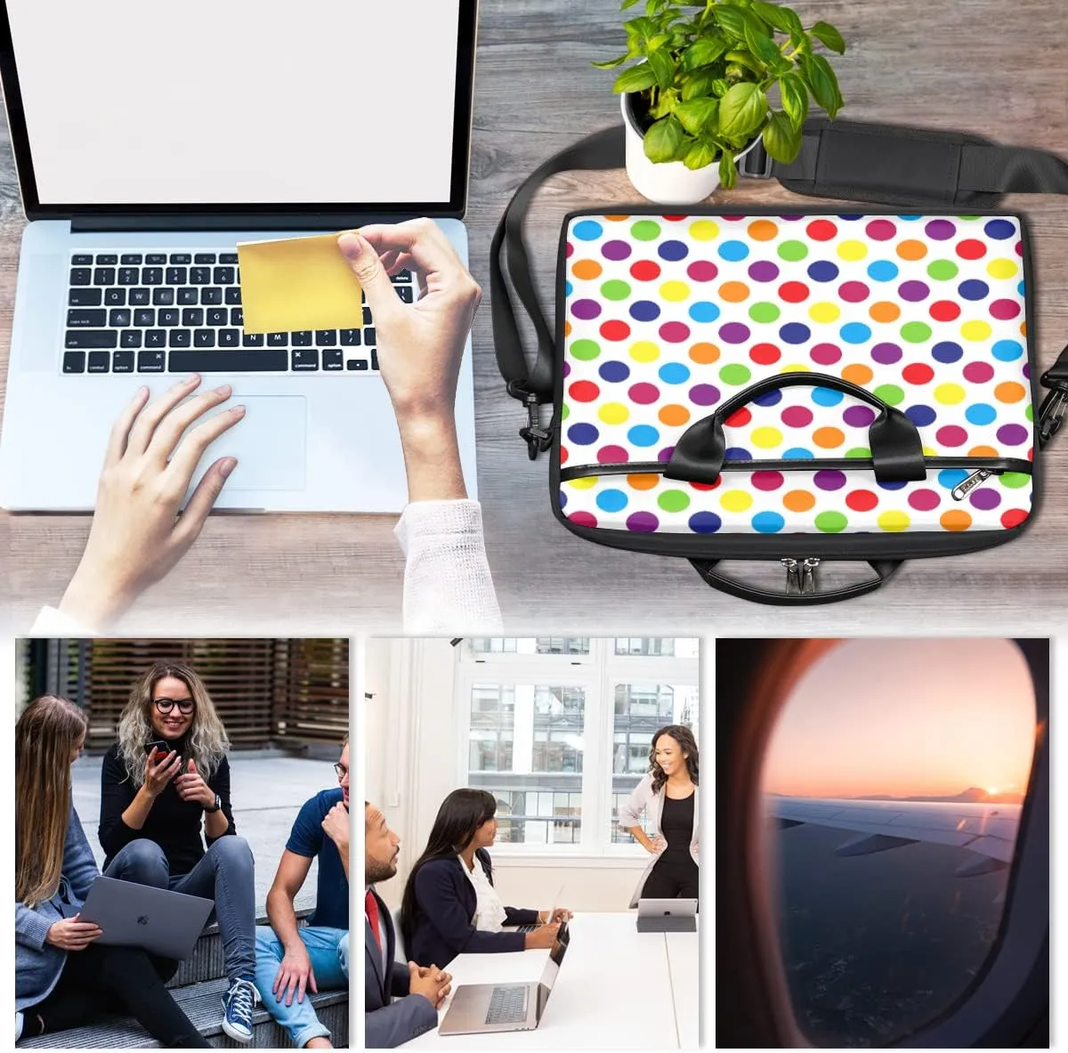 Colorful Pineapple Laptop Shoulder Messenger Bag Waterproof Laptop Briefcase with Handle and Padded Strap Case Sleeve