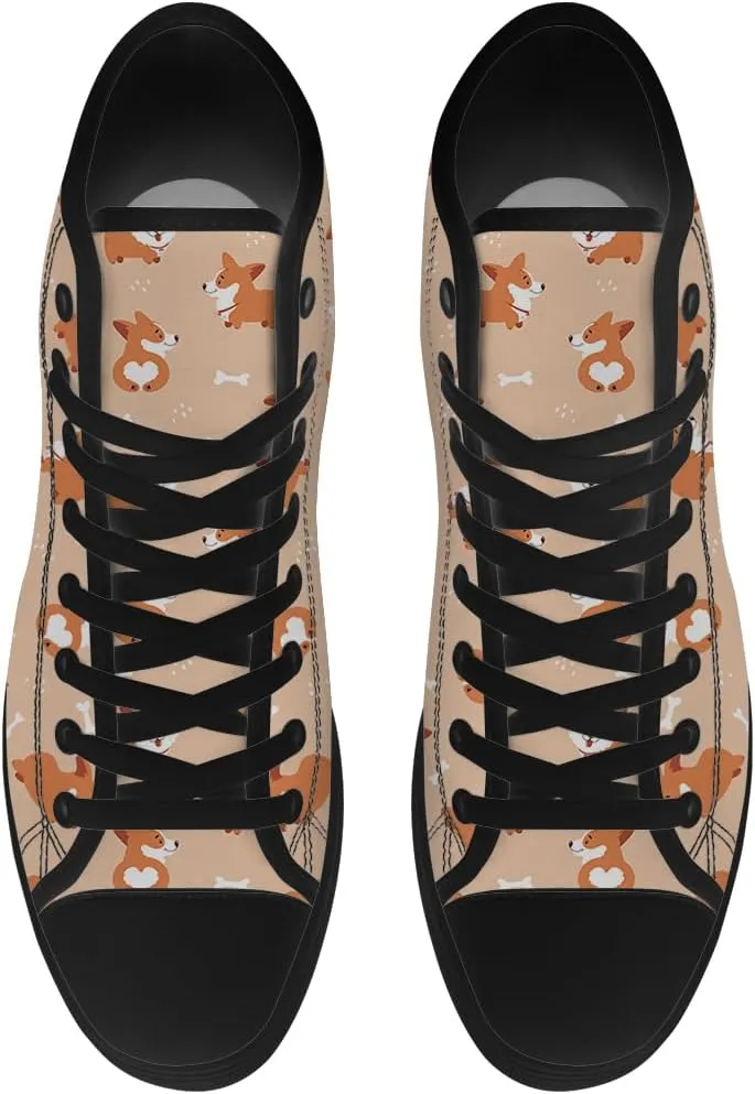 Corgi Shoes for Men Women Dog High Top Canvas Sneakers Lace Up Casual Walking Shoes Gifts for Dad Mom