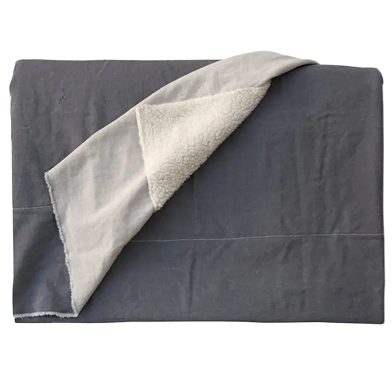 Cotton and Faux Natural Sheepskin Throw - Mushroom Pink or Soft Grey