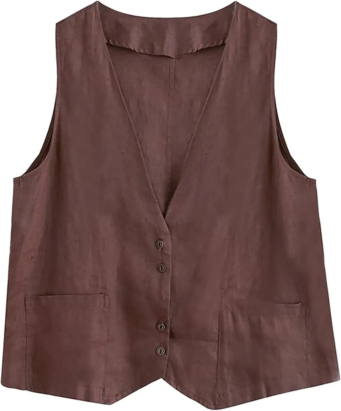 Cotton Linen Vests for Women 2023 Fashion Sleeveless Button Down Blazer Jacket Summer Casual Loose Vest Outerwear