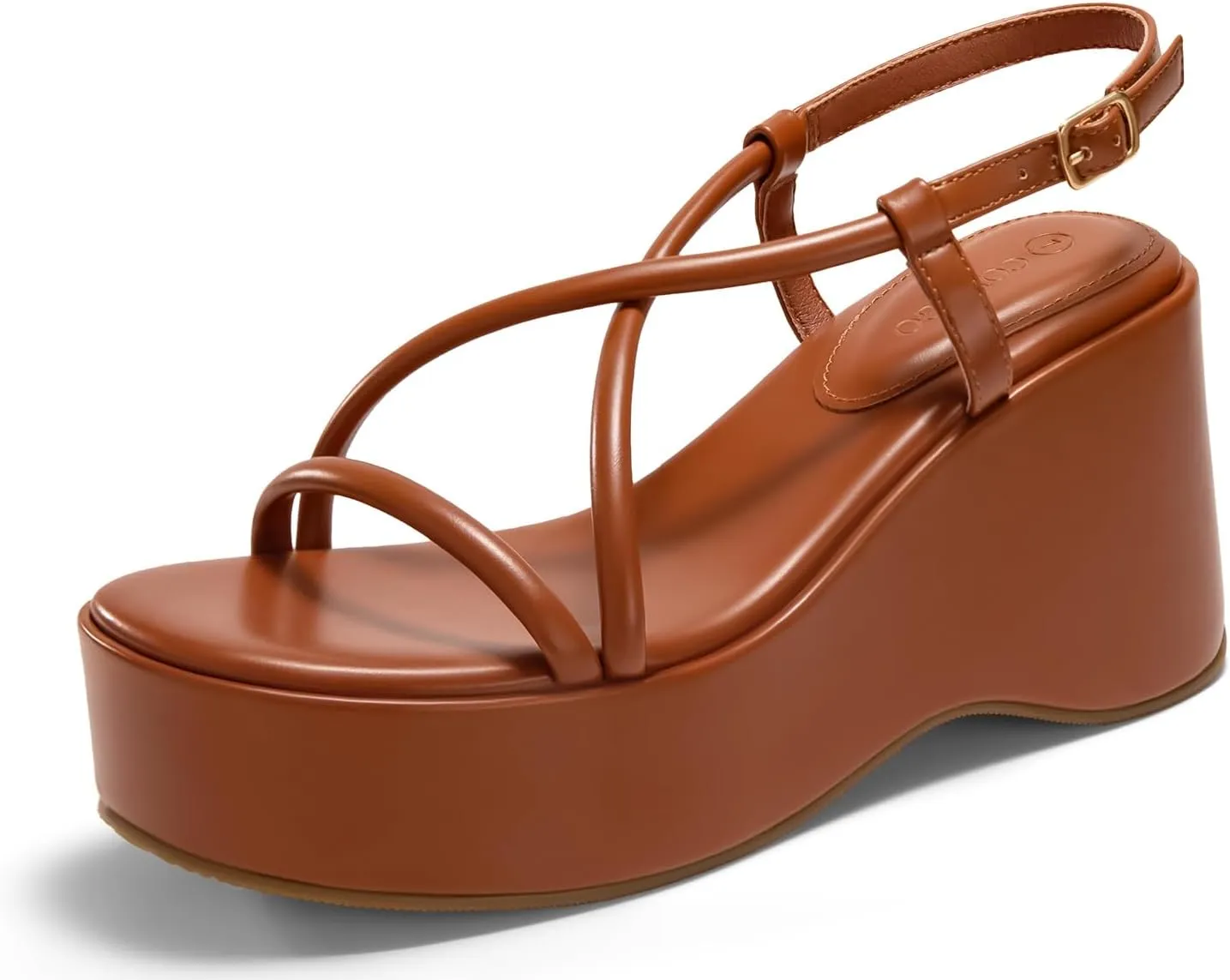 Coutgo Womens Platform Wedge Heels Sandals Slingback Open Toe Ankle Strap Summer Dress Shoes