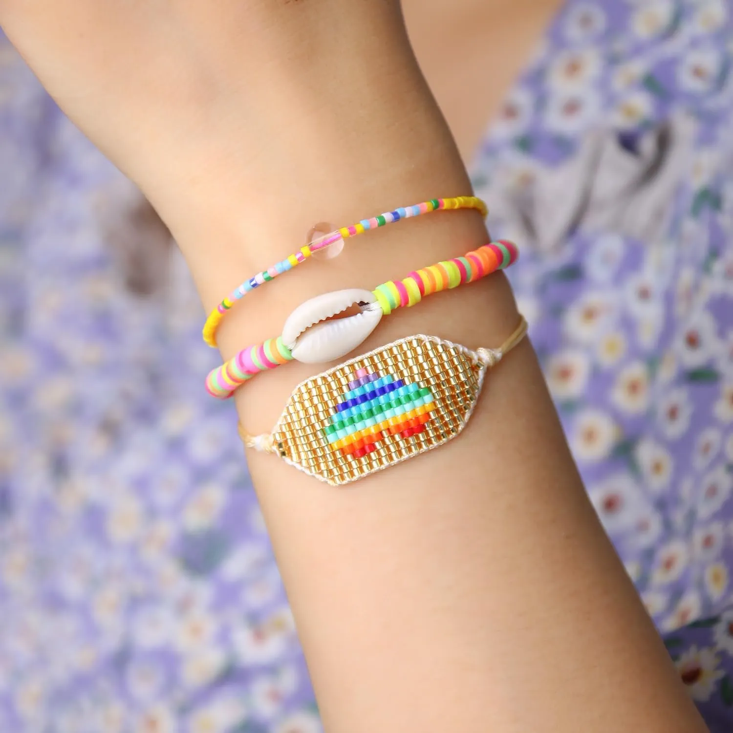 CQUAN CHI Women Friendship Strand Bracelets Adjustable Beaded Bracelet Miyuki Beads Thin Rope Bracelets