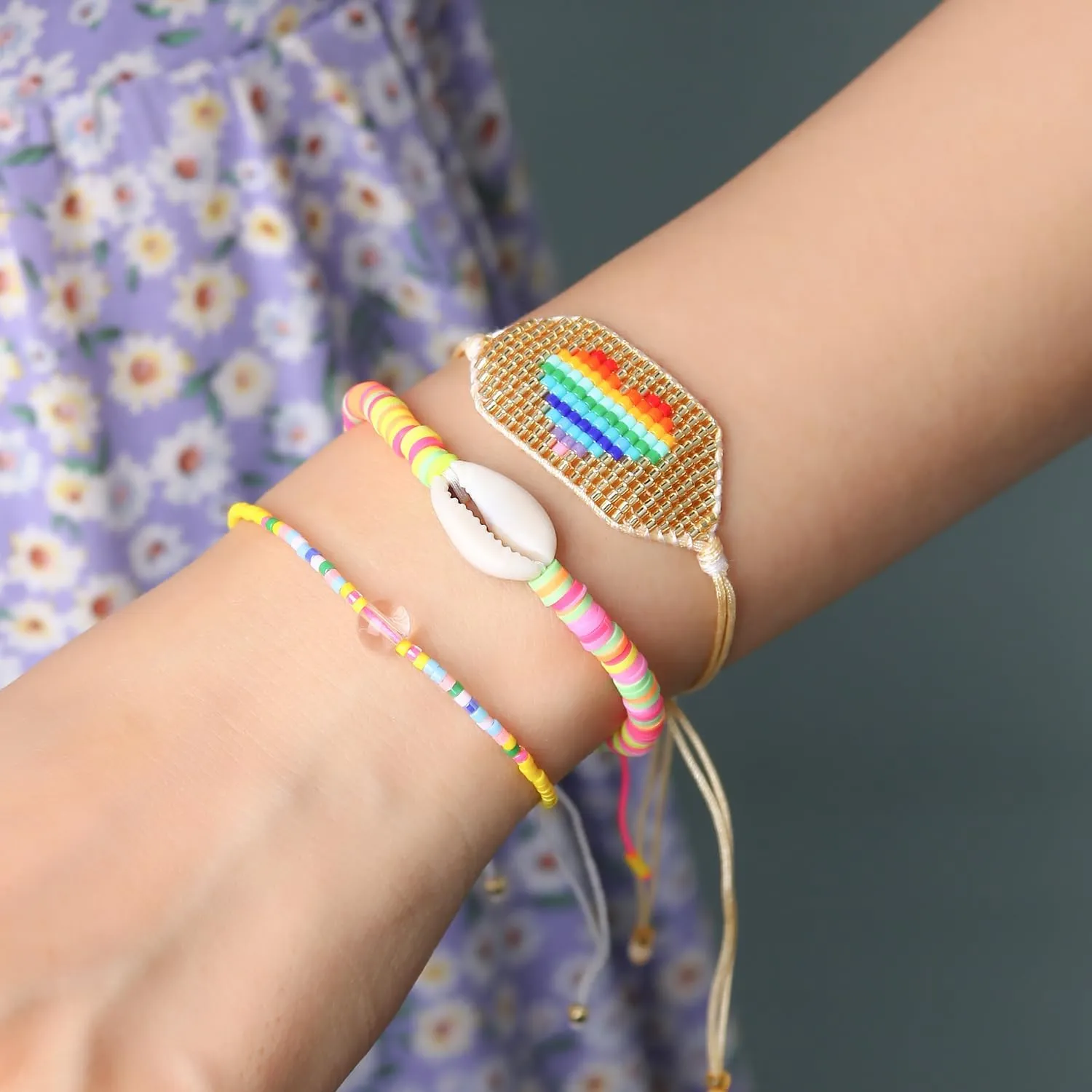 CQUAN CHI Women Friendship Strand Bracelets Adjustable Beaded Bracelet Miyuki Beads Thin Rope Bracelets