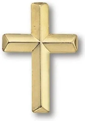 Cross Lapel Pin on a Card Gold Plated with Squeeze Pin Back