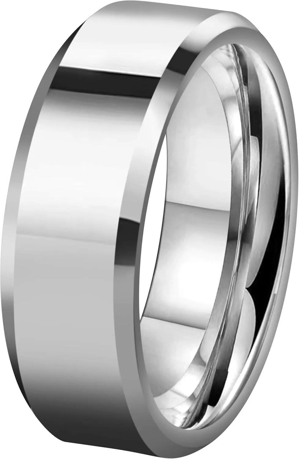 CROWNAL 6mm 8mm 10mm Silver/Gold Tungsten Carbide Wedding Band Ring Engraved I Love You Men Women Brushed Strip Beveled Edge Size 4 To 17