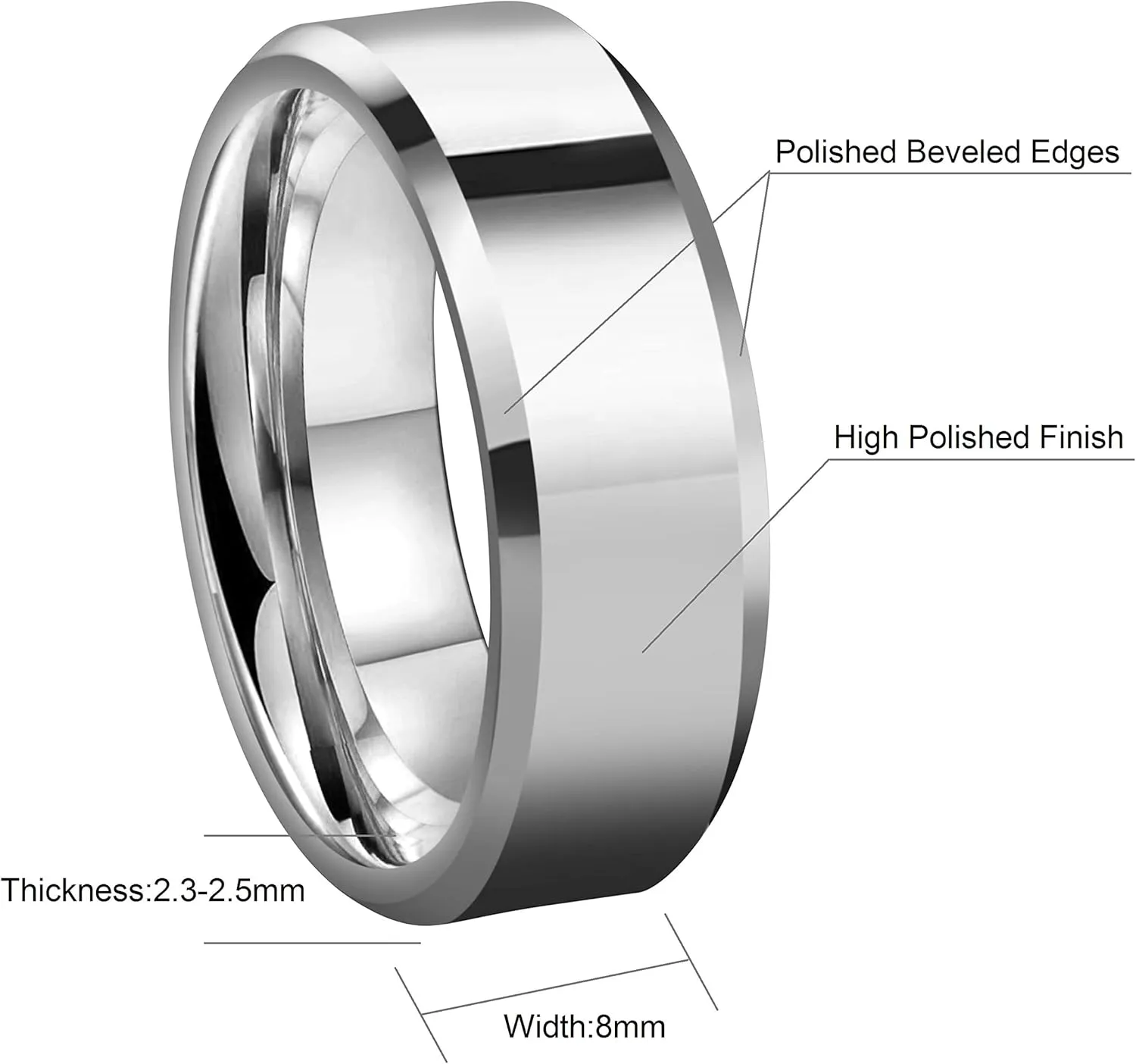 CROWNAL 6mm 8mm 10mm Silver/Gold Tungsten Carbide Wedding Band Ring Engraved I Love You Men Women Brushed Strip Beveled Edge Size 4 To 17