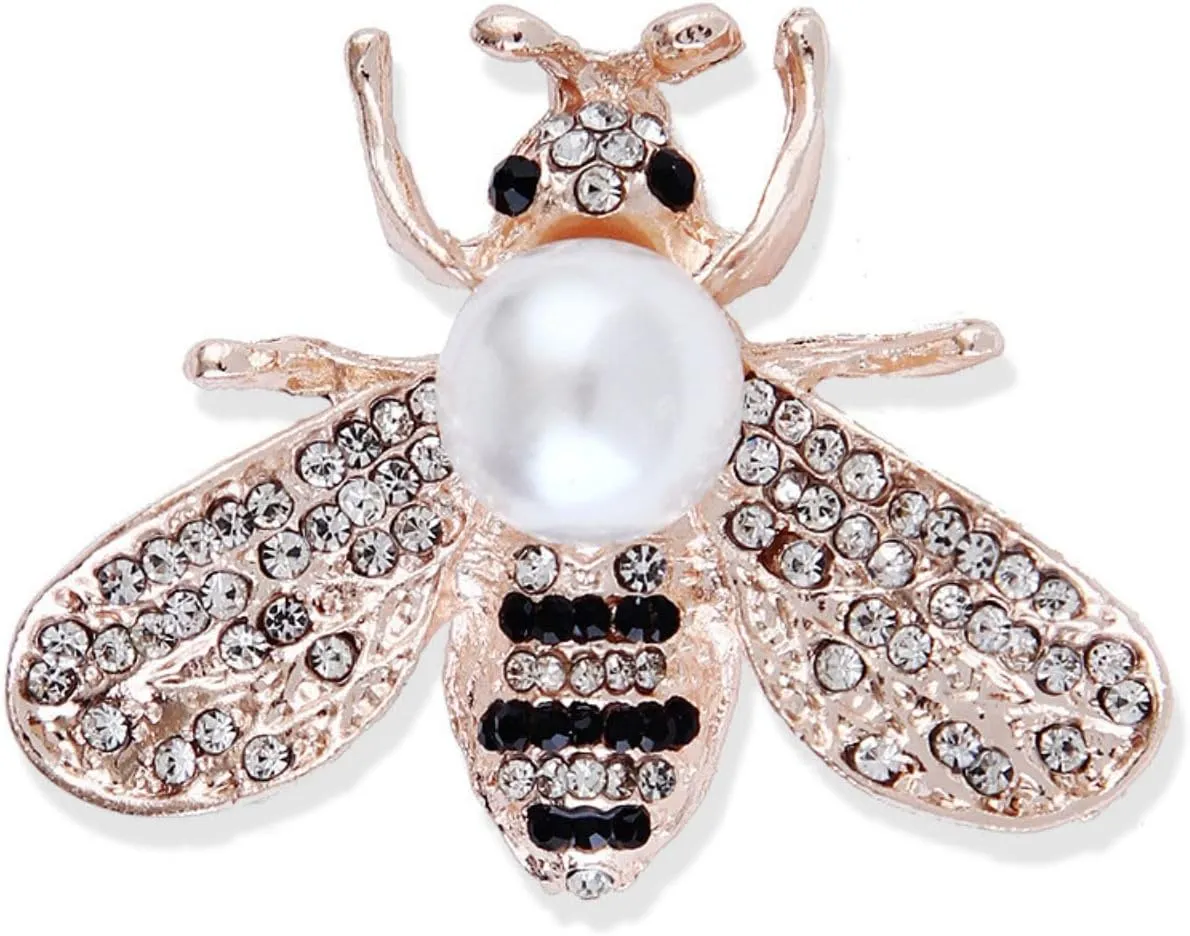 Crystal Bee Pearl Brooches Exquisite Insect Bee Brooches Pins for Women