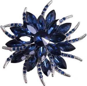 Crystal Created Brooches and Pins for Women | Vintage Brooch for Women, Womens Clothing Accessories | Crystal Brooches for Wedding Party | Womens Brooches and Pins Vintage, Wreath Pins | Blue