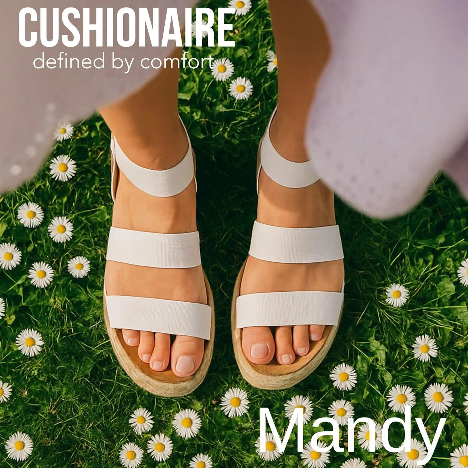 CUSHIONAIRE Women's Mandy Cork Espadrille Platform Sandal - Strappy Wedge with Arch Support,