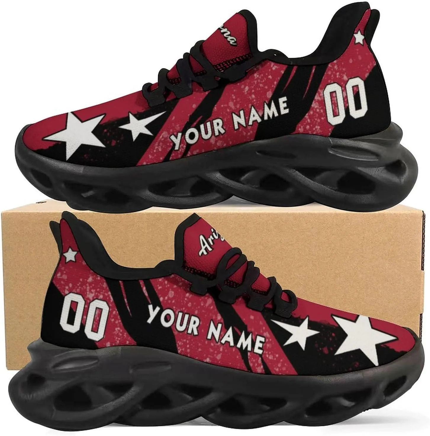 Custom Men's Sneakers Baseball Name & Number Breathable Fan Gift for Men Women Athletic Gym Slip-on Shoes Personalized Black White