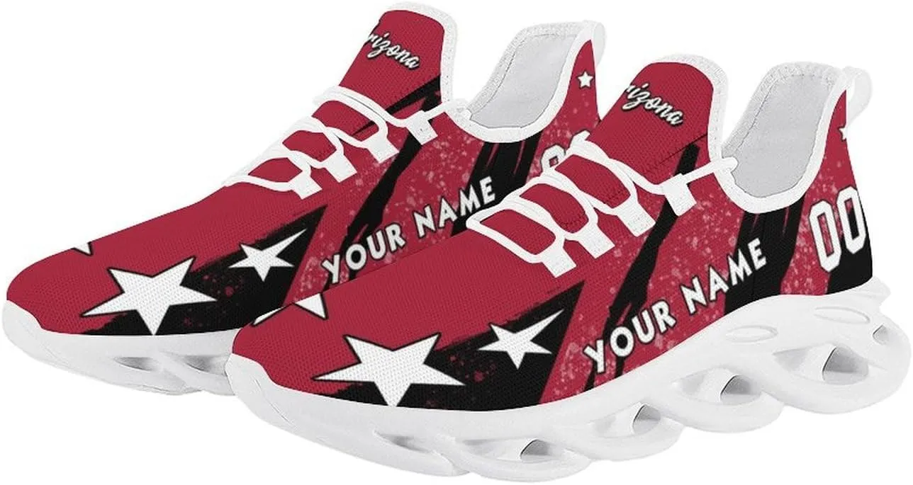 Custom Men's Sneakers Baseball Name & Number Breathable Fan Gift for Men Women Athletic Gym Slip-on Shoes Personalized Black White