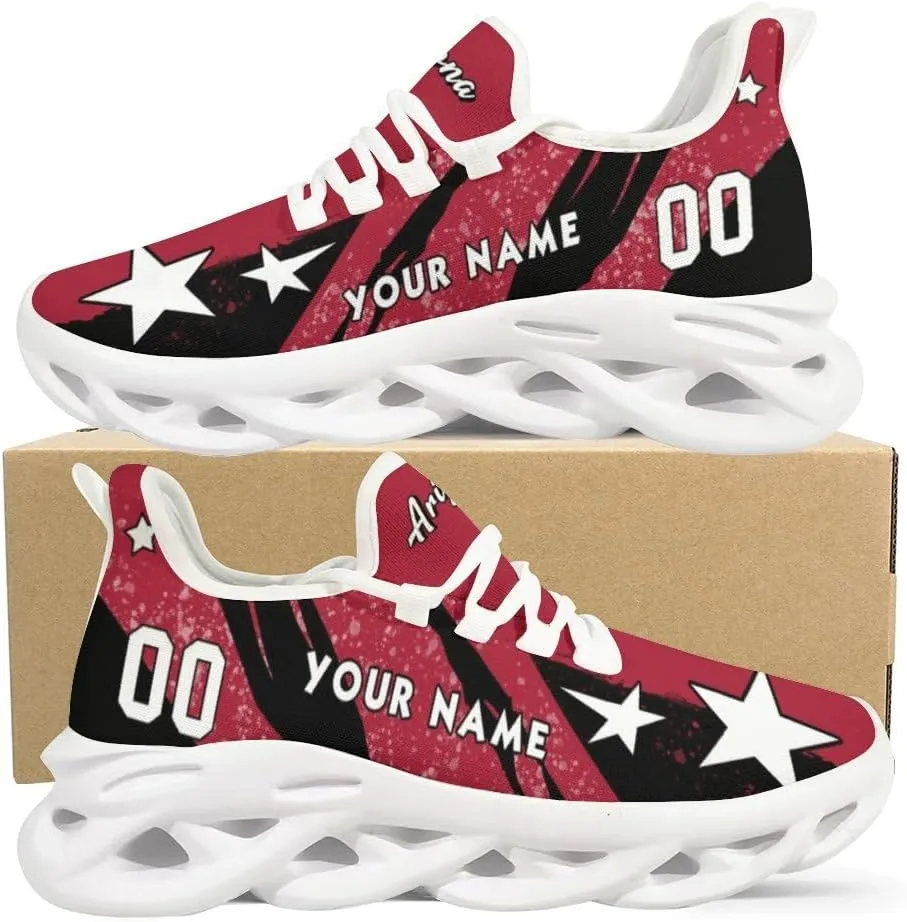 Custom Men's Sneakers Baseball Name & Number Breathable Fan Gift for Men Women Athletic Gym Slip-on Shoes Personalized Black White