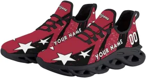 Custom Men's Sneakers Baseball Name & Number Breathable Fan Gift for Men Women Athletic Gym Slip-on Shoes Personalized Black White