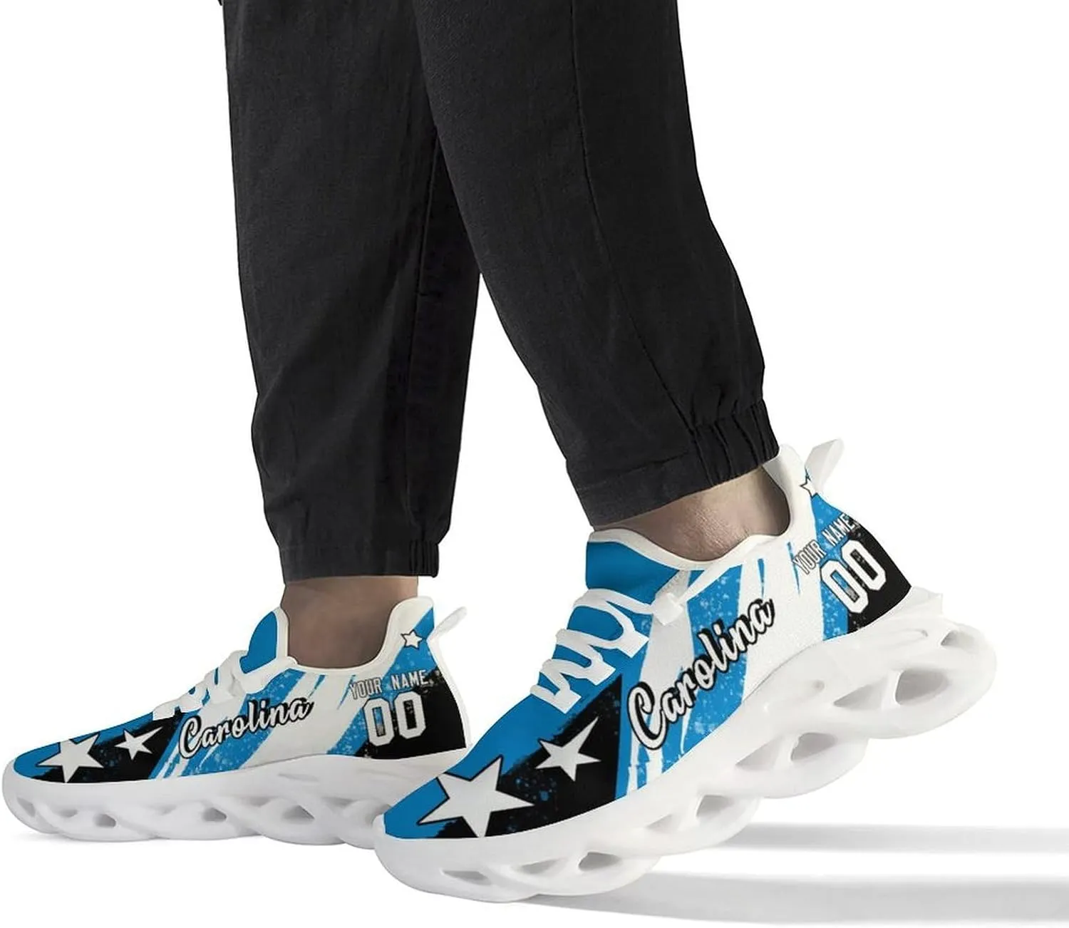 Custom Men's Sneakers Football Name & Number Breathable Fan Gift for Men Women Athletic Gym Slip-on Shoes Personalized