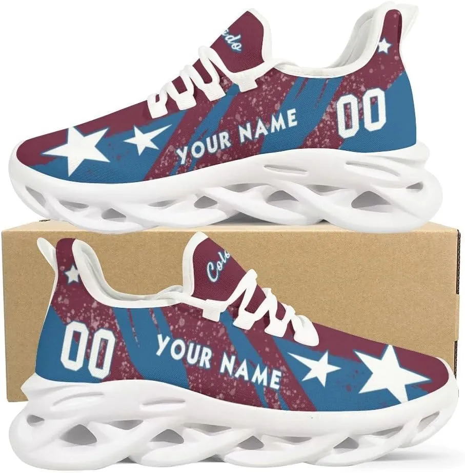 Custom Men's Sneakers Hockey Name & Number Breathable Fan Gift for Men Women Athletic Gym Slip-on Shoes Personalized White Black