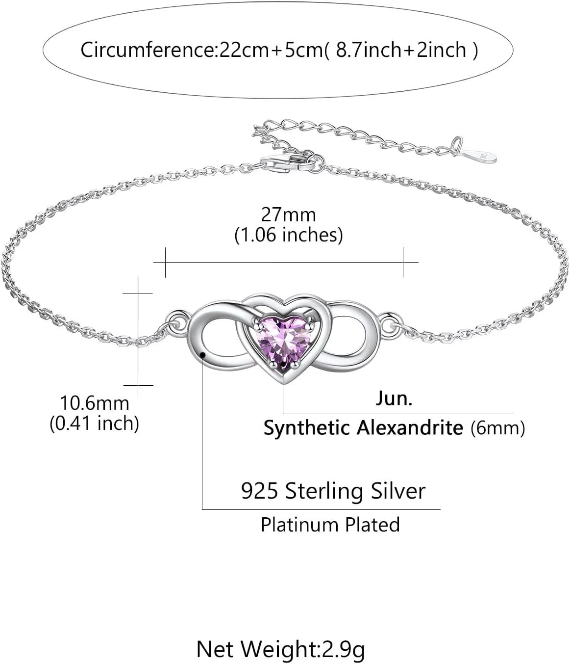Custom4U Personalized Infinity Ankle Bracelets for Women 925 Sterling Silver Anklet Bracelet Endless Love Symbol Birthstone Charm Adjustable Foot Chain Jewelry Mothers Day Gifts for Mom Wife Women Her