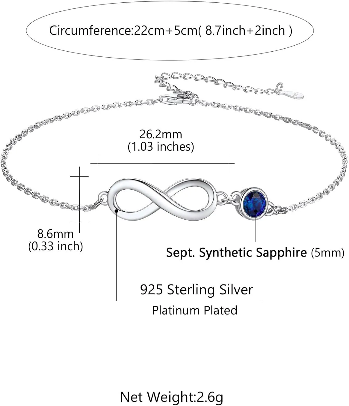 Custom4U Personalized Infinity Ankle Bracelets for Women 925 Sterling Silver Anklet Bracelet Endless Love Symbol Birthstone Charm Adjustable Foot Chain Jewelry Mothers Day Gifts for Mom Wife Women Her
