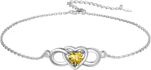 Custom4U Personalized Infinity Ankle Bracelets for Women 925 Sterling Silver Anklet Bracelet Endless Love Symbol Birthstone Charm Adjustable Foot Chain Jewelry Mothers Day Gifts for Mom Wife Women Her