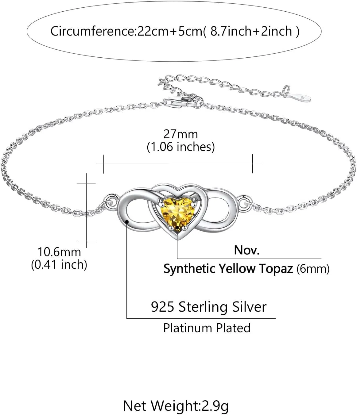 Custom4U Personalized Infinity Ankle Bracelets for Women 925 Sterling Silver Anklet Bracelet Endless Love Symbol Birthstone Charm Adjustable Foot Chain Jewelry Mothers Day Gifts for Mom Wife Women Her
