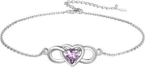 Custom4U Personalized Infinity Ankle Bracelets for Women 925 Sterling Silver Anklet Bracelet Endless Love Symbol Birthstone Charm Adjustable Foot Chain Jewelry Mothers Day Gifts for Mom Wife Women Her