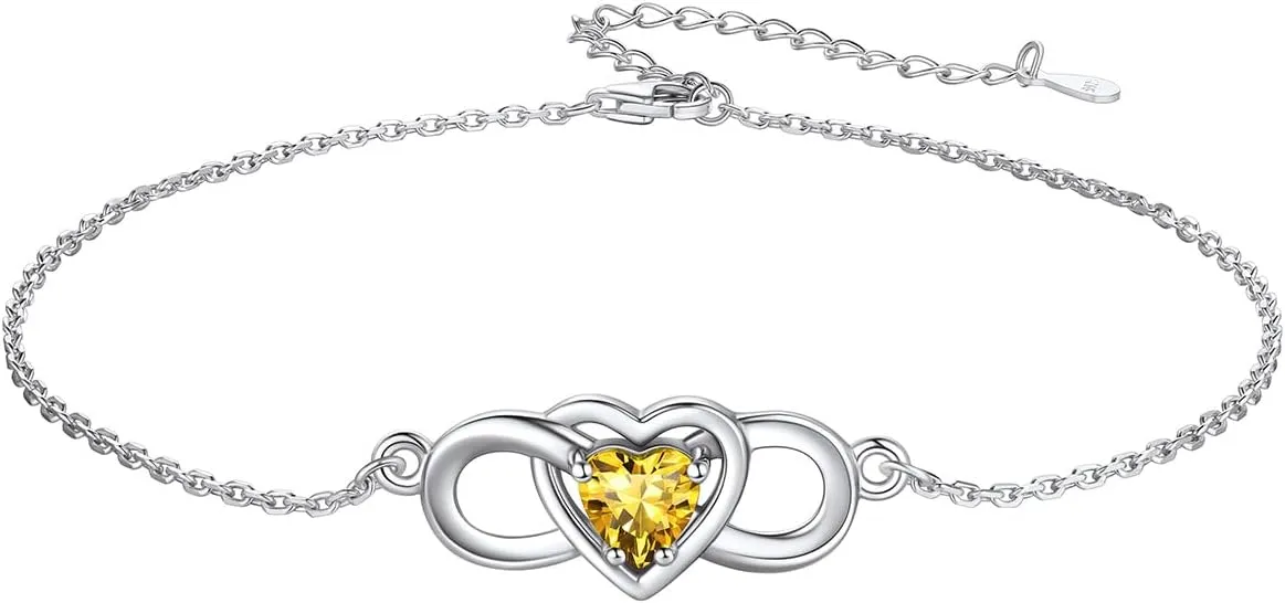 Custom4U Personalized Infinity Ankle Bracelets for Women 925 Sterling Silver Anklet Bracelet Endless Love Symbol Birthstone Charm Adjustable Foot Chain Jewelry Mothers Day Gifts for Mom Wife Women Her