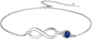 Custom4U Personalized Infinity Ankle Bracelets for Women 925 Sterling Silver Anklet Bracelet Endless Love Symbol Birthstone Charm Adjustable Foot Chain Jewelry Mothers Day Gifts for Mom Wife Women Her