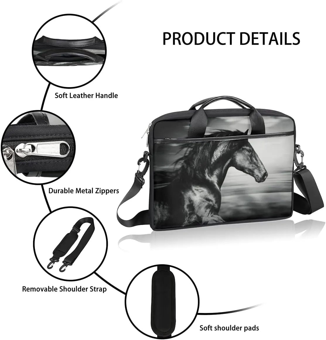 Cute Butterfly Laptop Shoulder Messenger Bag Waterproof Laptop Briefcase with Handle and Padded Strap Case Sleeve