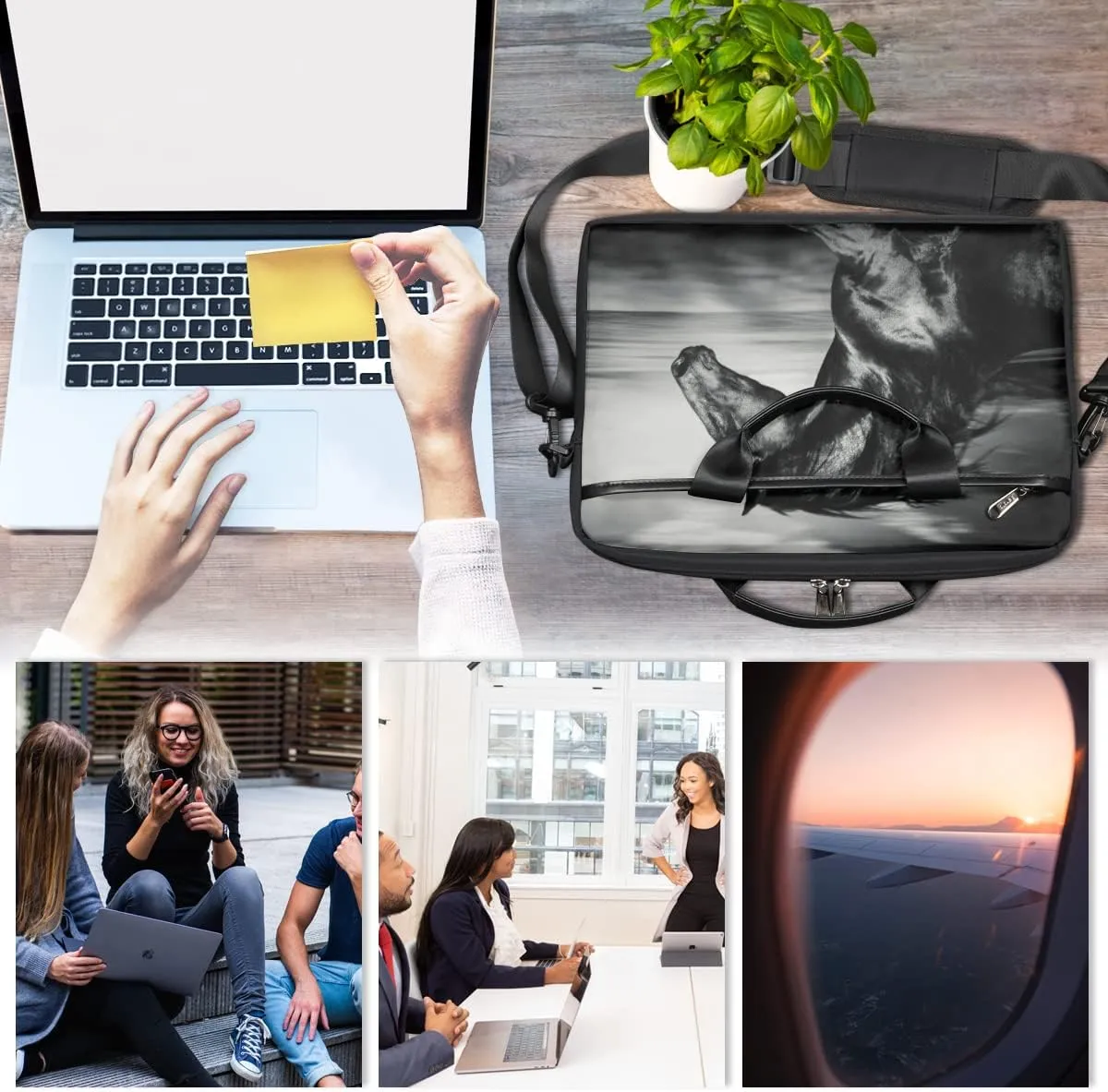 Cute Butterfly Laptop Shoulder Messenger Bag Waterproof Laptop Briefcase with Handle and Padded Strap Case Sleeve