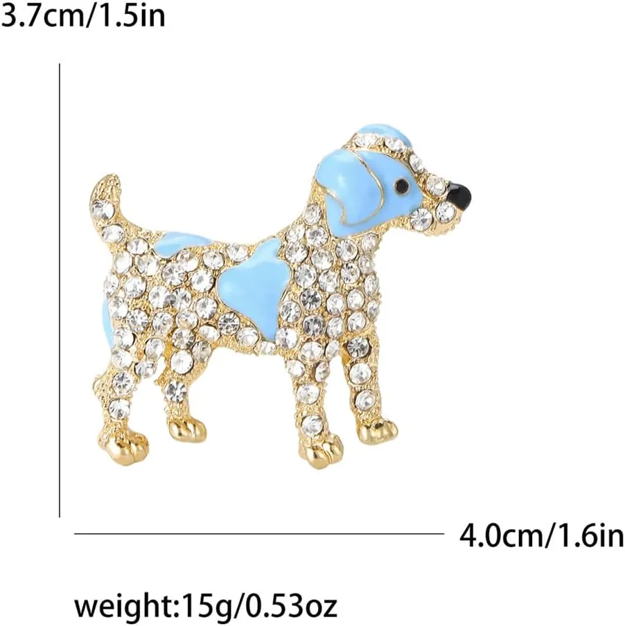 Cute Dog Rhinestones Cartoon Animal Brooch Lapel Pins Badge Brooches for Women Girls Suit Desses Clothing Backpacks Bags Hats Accessory Fashion Jewelry