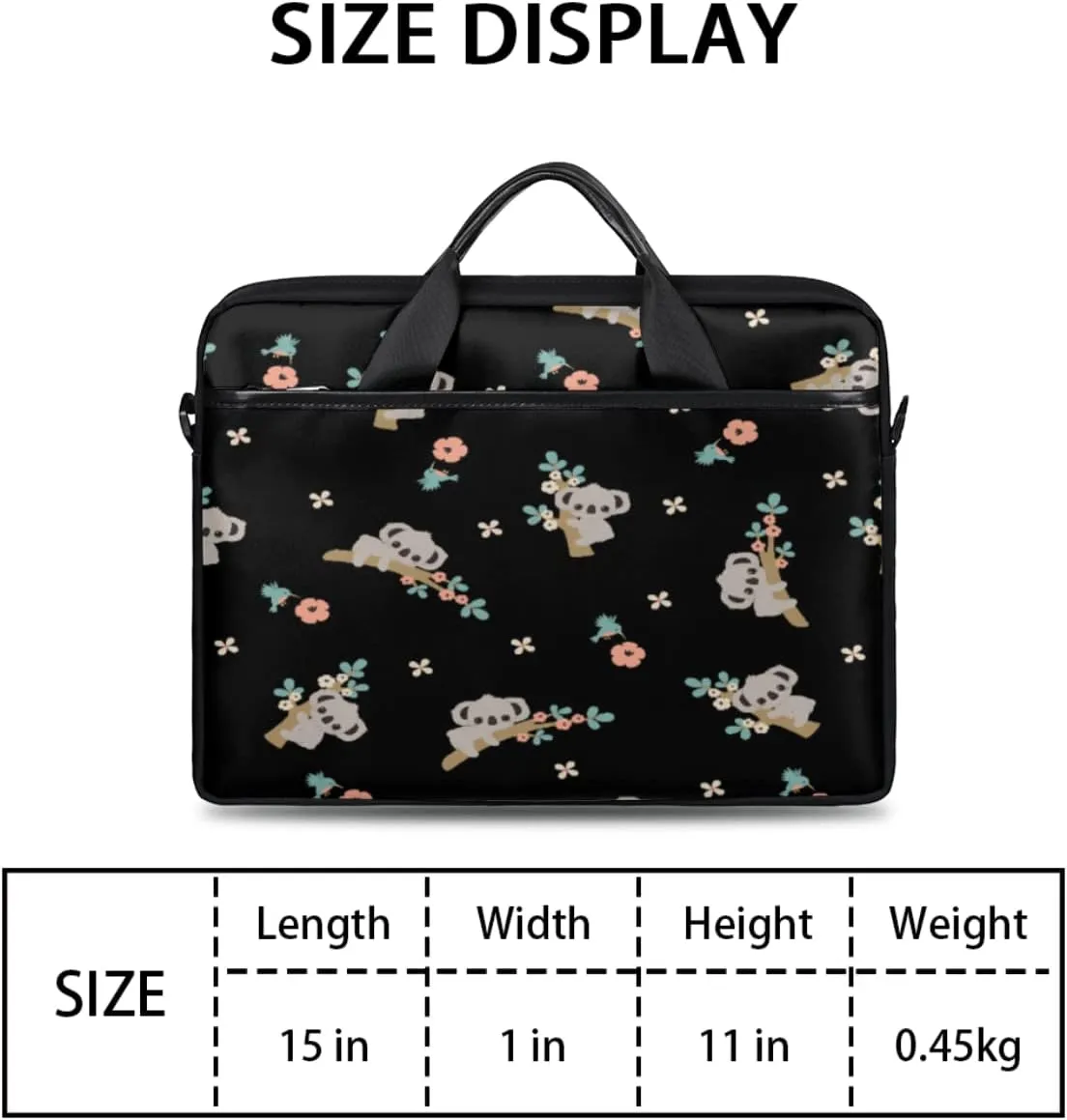 Cute Koala Animals Laptop Shoulder Messenger Bag Waterproof Laptop Briefcase with Handle and Padded Strap Case Sleeve