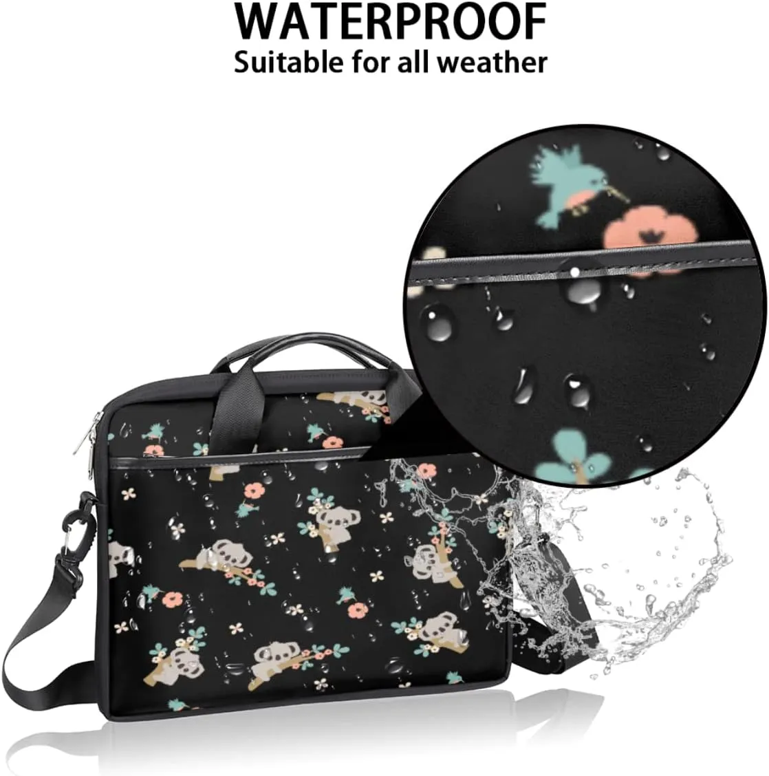 Cute Koala Animals Laptop Shoulder Messenger Bag Waterproof Laptop Briefcase with Handle and Padded Strap Case Sleeve