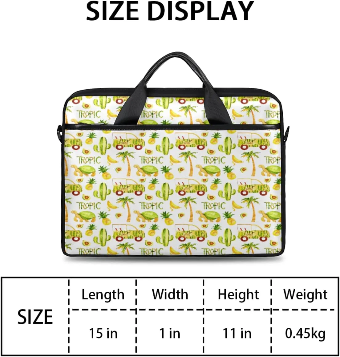 Cute Tropic Animals Laptop Shoulder Messenger Bag Waterproof Laptop Briefcase Handle Padded Strap