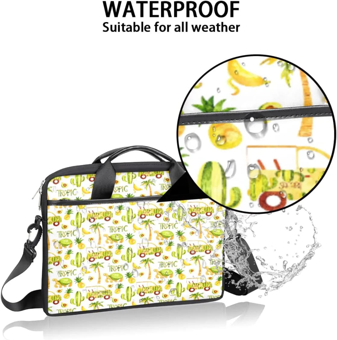 Cute Tropic Animals Laptop Shoulder Messenger Bag Waterproof Laptop Briefcase Handle Padded Strap