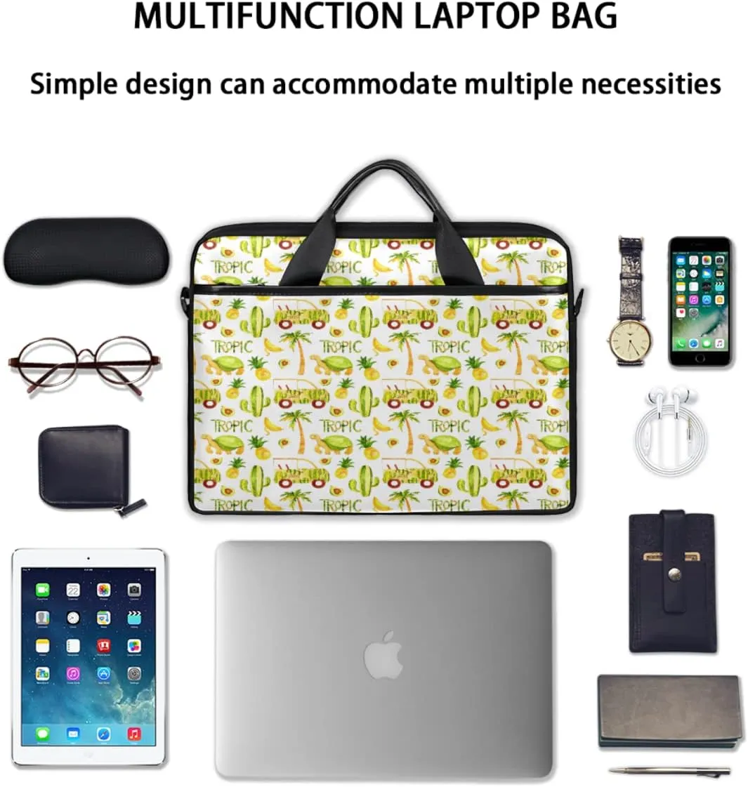 Cute Tropic Animals Laptop Shoulder Messenger Bag Waterproof Laptop Briefcase Handle Padded Strap