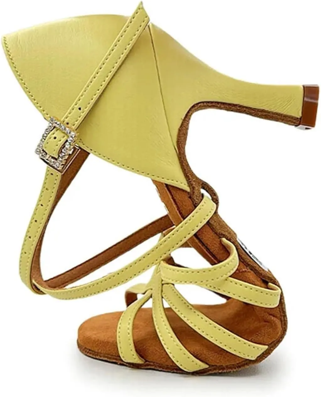 Dancing Shoes for Woman Women Latin Dance Shoes Breathable 7.5cm Heel Comfortable Soft Bottom Professional Dancing Shoes(Yellow 7.5cm,37)