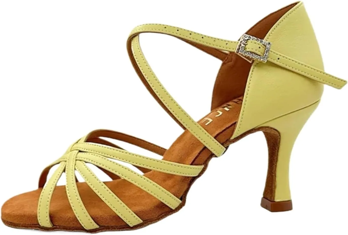 Dancing Shoes for Woman Women Latin Dance Shoes Breathable 7.5cm Heel Comfortable Soft Bottom Professional Dancing Shoes(Yellow 7.5cm,37)
