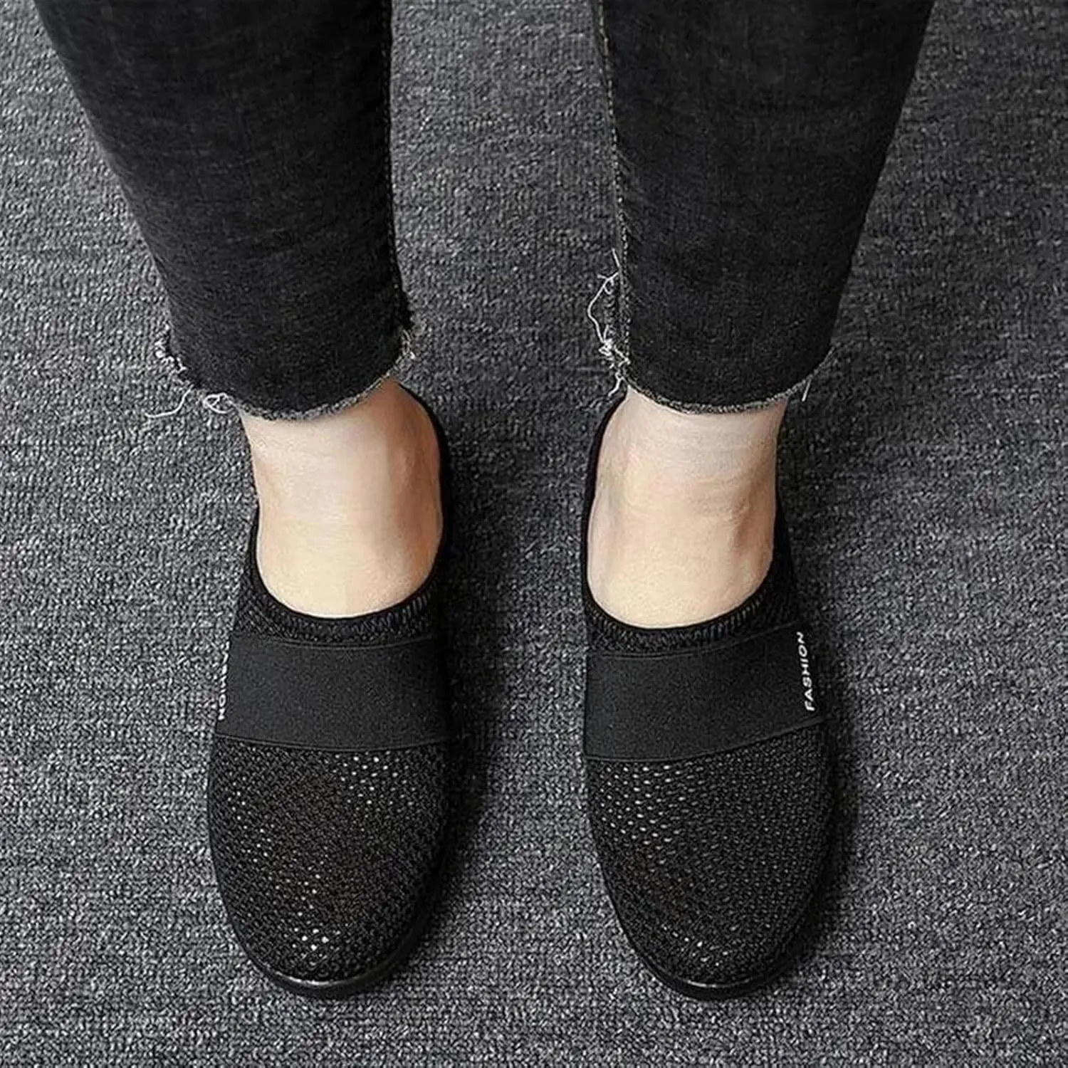 Diabetic Air-Cushion Slip-On Walking Shoes Orthopedic Slippers Arch-Support Mules Backless Summer Mule Shoes Sneakers Mesh Air Cushion Open Back Slip On Breathable Slippers Closed Toe Slides