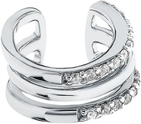 Diamond (0.12ct) Ear Cuff Earring,14K Gold Triple Wire Ear Cuff Earring, No Piercing, Triple Conch Wrap, Gifts For Her