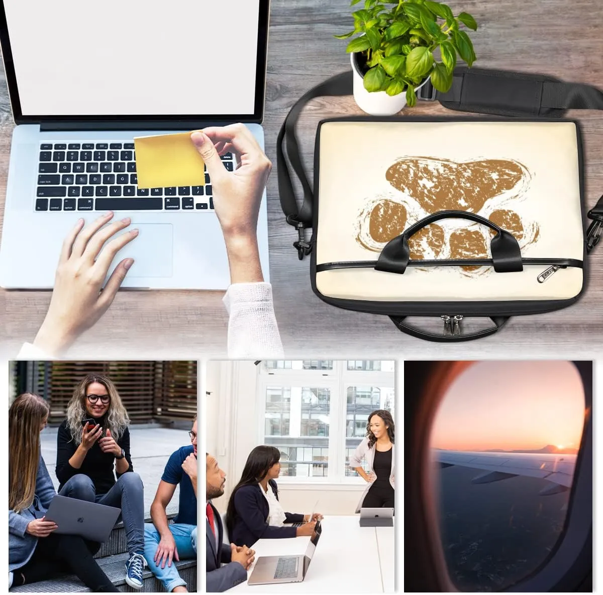 Dinosaur Seamless Laptop Shoulder Messenger Bag Waterproof Laptop Briefcase with Handle and Padded Strap Case Sleeve