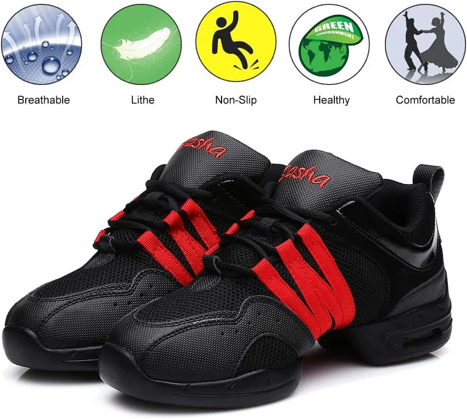 DKZSYIM Men and Women's Boost Dance Sneaker/Modern Jazz Ballroom Performance Dance-Sneakers Sports Shoes,Model B55/B56