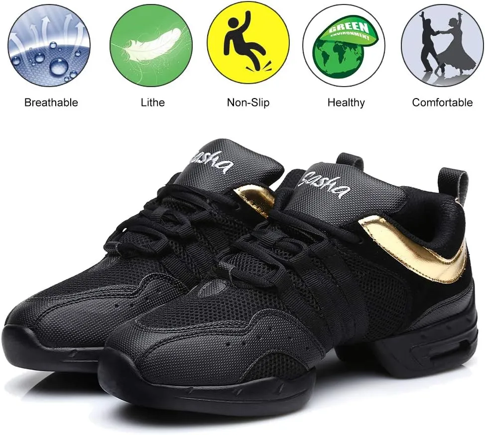 DKZSYIM Men and Women's Boost Dance Sneaker/Modern Jazz Ballroom Performance Dance-Sneakers Sports Shoes,Model B55/B56
