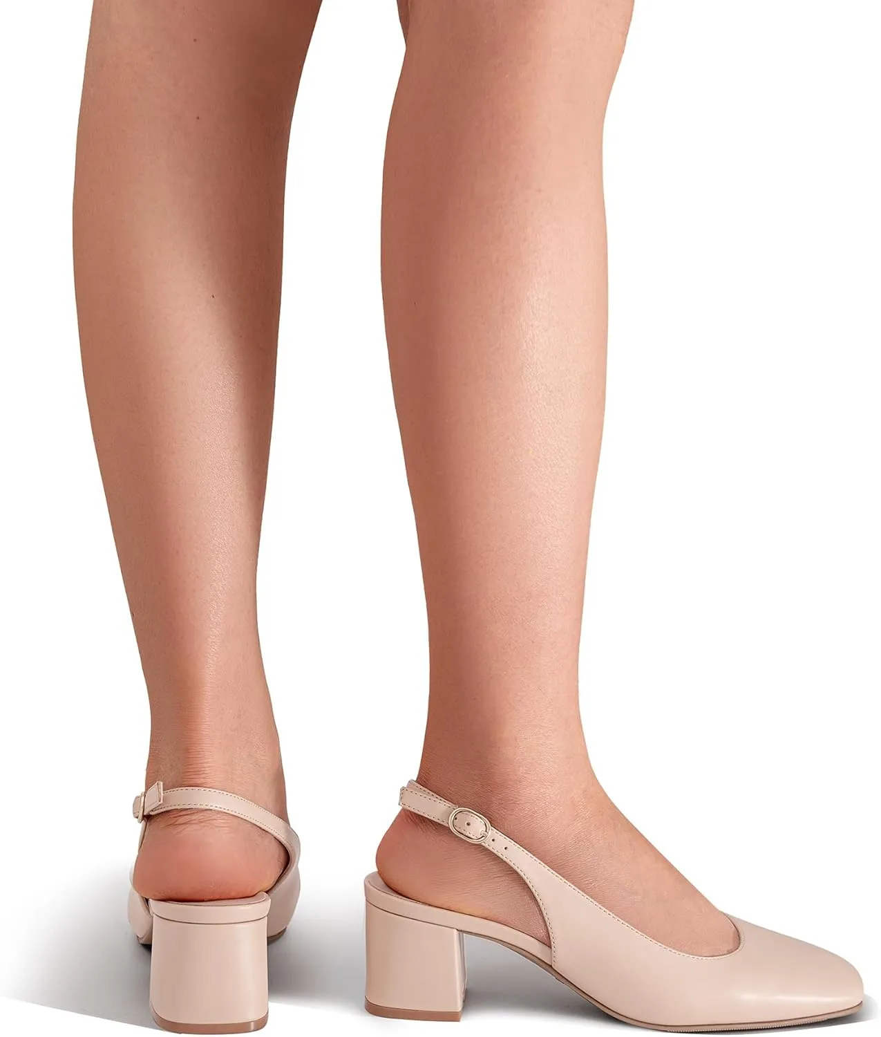 DREAM PAIRS Women's Low Chunky Heels Slingback Square Toe Block Dress Shoes Closed Toe Comfortable Wedding Work Pumps