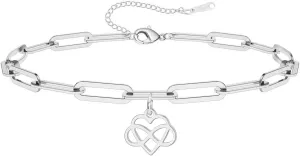 Dreamtimes Infinity Heart Ankle Bracelet for Women Stainless Steel Adjustable Love Symbol Foot Chain Hypoallergenic Couple Friendship Jewelry Gift Dailylife Anklet for Her
